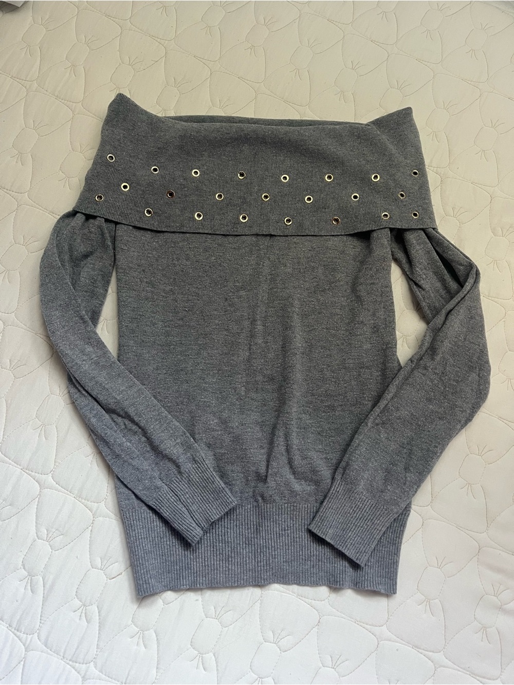 Off-Shoulder Gray Women's Sweater